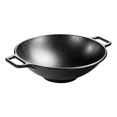 Image of Lodge 35.56 cm / 14 inch Pre Seasoned Cast Iron Wok with Loop Handles
