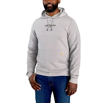 Image of Carhartt Men&#039;s Force Relaxed Fit Lightweight Logo Graphic Sweatshirt 105569, Asphalt Heather, XXL