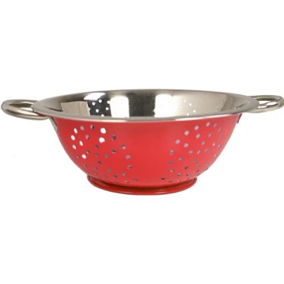 Image of Acense Stainless Steel Colander 24cm Coloured (Red)