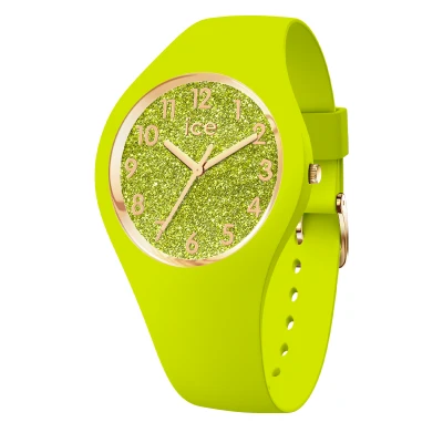 Image of Ice WATCH Glitter Neon Lime Women&#039;s Wristwatch With Silicon Strap 021225 (Small)