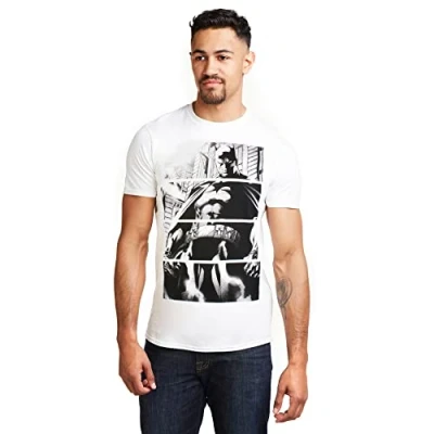 Image of DC Comics Men&#039;s Batman Panels T Shirt, White, S UK