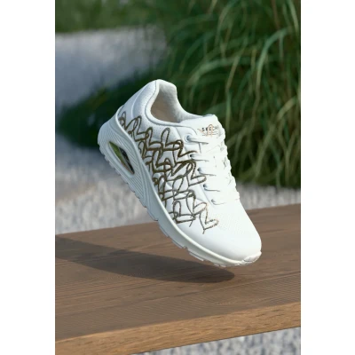 Image of Skechers Women&#039;s UNO Golden Heart Sneaker, White, 6.5 UK