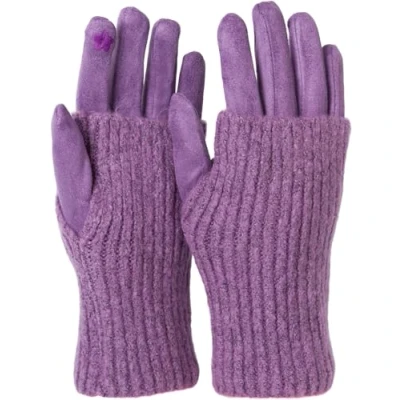Image of styleBREAKER Women&#039;s Touchscreen Fabric Gloves with Detachable Knit Cuffs, Warm Finger Gloves, Winter 09010022, Colour:Lilac