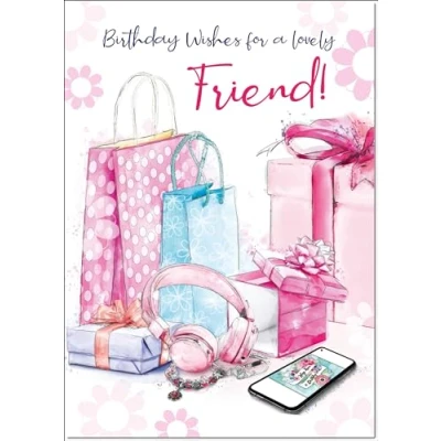 Image of doodlecards Friend Female Birthday Card Present Pile Medium Size with Plain Envelope