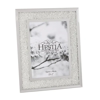 Image of Hestia Photo Frame Crystal Edge with Silver Border 5&quot; x 7&quot; HE76957