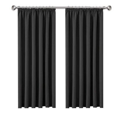 Image of AMEHA Grey Blackout Curtains for Living Room Pencil Pleat Bedroom &amp; Drapes Window Treatments Super Soft Black Out Thermal Curtain with Tiebacks 66 x 54 Drop Inch 2 Panels