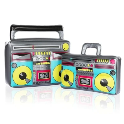 Image of FunX Inflatable Ghetto Blaster Retro Tree Box Accessory for Carnival, Party and Costume, 80s 90s Hip Hop Outfit (Small/Large)