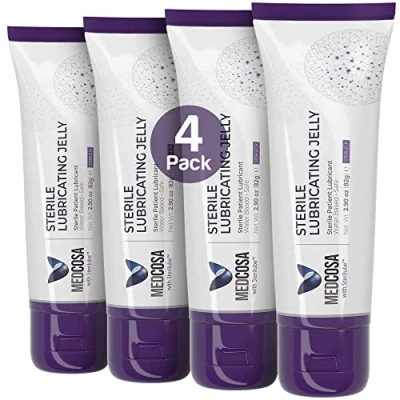Image of Medcosa Sterile Lube Surgical Bacteriostatic Water Based Lubricating Jelly Medical Lubricant [4 x 82g] Flip Top Tube
