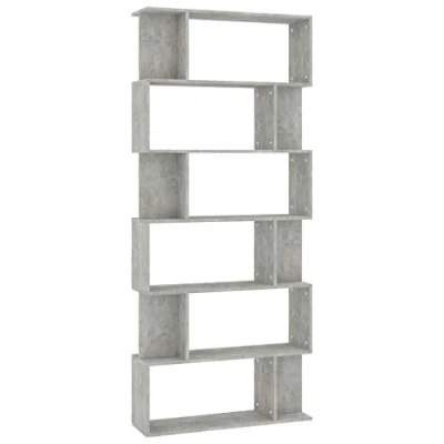Image of vidaXL Book Cabinet/Room Divider with 6 Large Compartments and 12 Small Ones Chipboard Stand Highboard Office Cabinet Bookshelves Concrete Grey