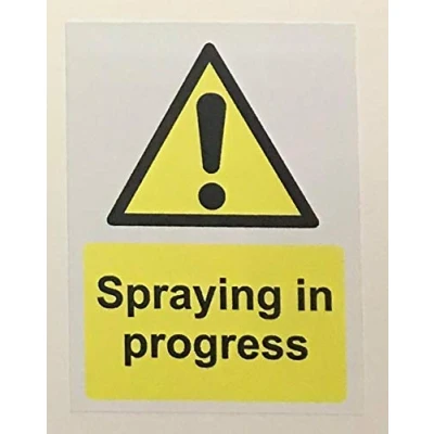 Image of Spraying in progress safety sign 1.2mm Rigid plastic 200mm x 150mm
