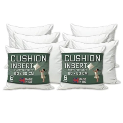 Image of Linen Empire 24 x Cushion Inner Pads Square Insert Fillers Pack of 8 (60 60 cm) Anti Allergy