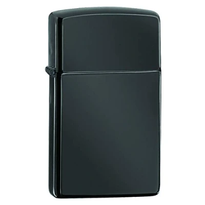 Image of Zippo Windproof Lighter Classic High Polish Black Slim Case Refillable, Lifetime Use Adjustable Flame Gift Box Metal Construction Made in USA