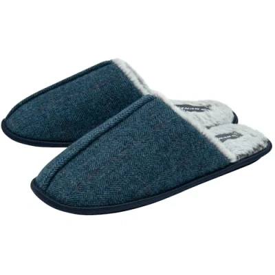 Image of DUNLOP Mens Herringbone Mule Slippers Navy UK 7