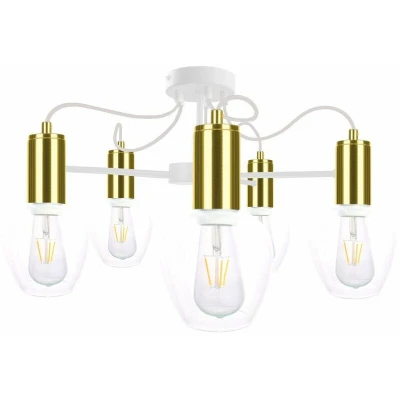 Image of Maya Multi Arm Semi Flush Ceiling Light White, Gold, 60cm, 5x E27