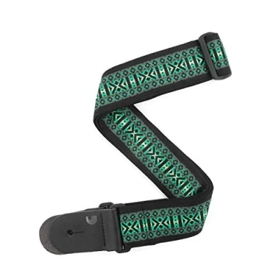 Image of D&#039;Addario Guitar Strap Accessories Electric Strap, Acoustic &amp; Bass Tie Stripes Green 2&quot; Wide