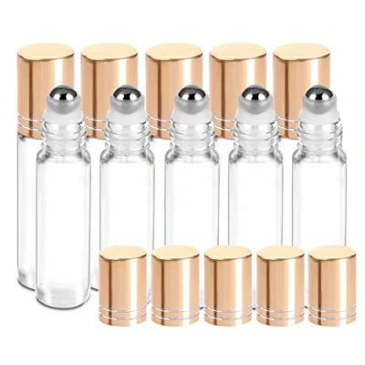 Image of JamHooDirect 10ml Essential Oils Roller Bottles, Empty Refillable Transparent Glass Roll on Bottles with 1 Opener &amp; Dropper, Perfect for Aromatherapy, Fragrance, Perfume (10Pcs)