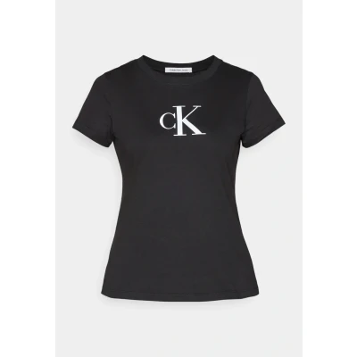 Image of Calvin Klein Jeans Women Short Sleeve T Shirt Gradient Crew Neck, Black (Ck Black), XS
