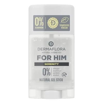 Image of Dermaflora For Him Serenity Gel Stick Deodorant 50ml 0% Aluminium, Paraben Free, Allergen 24 Hour Odour Protection with Aloe Vera and Juniper