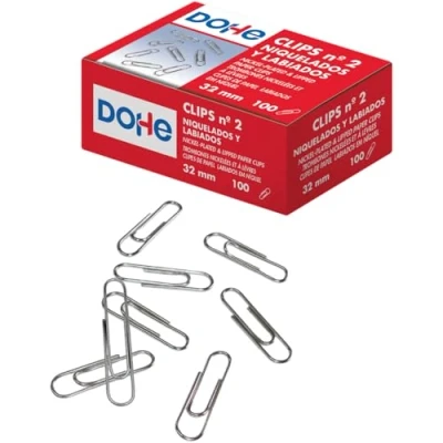 Image of Dohe Nickel Plated Clips for Holding Sheets (100 pcs.) 32 mm, No. 2, Office Supplies