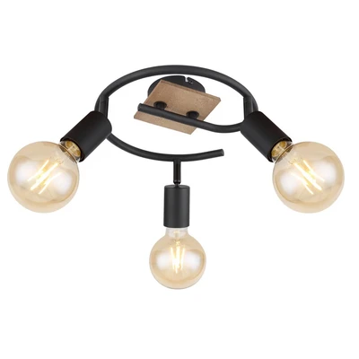 Image of Globo Martha ceiling light with wood, spiral, 3 bulb