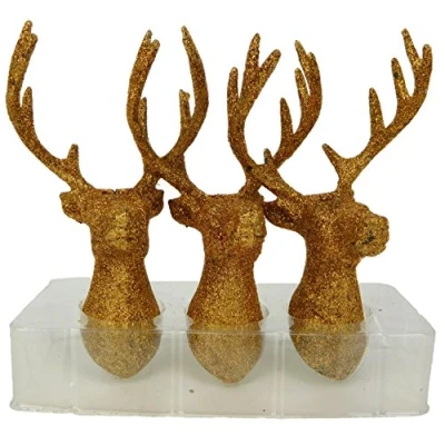 Image of Toyland® Pack of 3 15cm Reindeer Head Hanging Tree Decoration ROSE GOLD Christmas Decorations