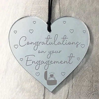 Image of RED OCEAN Congratulations On Your Engagement Gift For Couple Engraved Heart Friendship