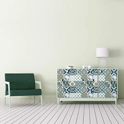 Image of Ambiance Sticker Self Adhesive Furniture and Tables Tile Stickers for Kitchen Living Room Decoration Hectorio Pack of 24 10 x cm