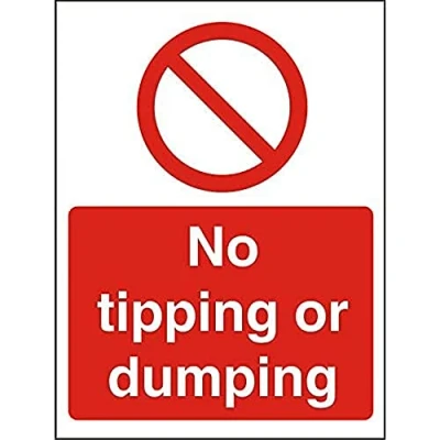 Image of Seco No Tipping Or Dumping Sign, 200mm x 300mm 1mm Semi Rigid Plastic