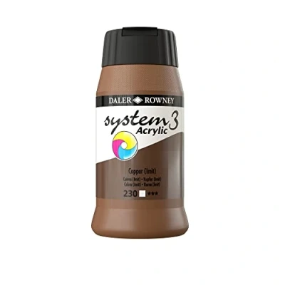 Image of Daler Rowney System3 Acrylic Paint, Plastic Pot, 16.91oz 500 ml, Copper Imitation