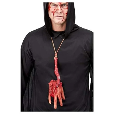 Image of Smiffys Severed Hand Necklace, Beige, Halloween Fancy Dress Accessory, Serial Killer Up Accessories