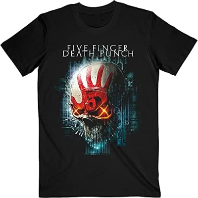 Image of Five Finger Death Punch T Shirt Interface Skull Band Logo Official Mens Black L