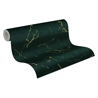 Image of Marble Wallpaper Metropolitan Stories 2 A.S. Création Non Woven 10.05 m x 0.53 Green Metallic Made in Germany 378555 37855 5