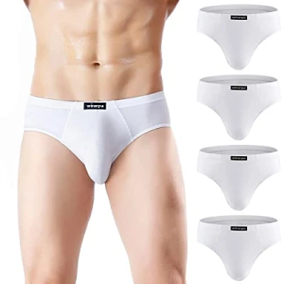 Image of wirarpa Men&#039;s White Modal Briefs Underwear Super Soft Microfibre Underpants No Front Slips Covered Waistband 4 Pack XX Large