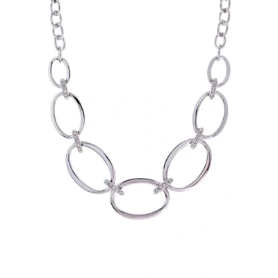 Image of Karen Millen Oversized Chain Necklace For Women (Silver/Clear Crystal)