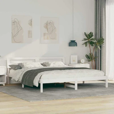 Image of vidaXL with LED Strip Lights Headboard White 200 x cm Wood
