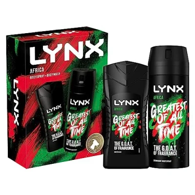 Image of LYNX Africa Duo Body Spray Gift Set Wash and Deodorant perfect for his daily routine 2 piece