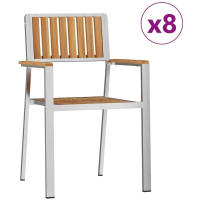 Image of vidaXL Stacking Garden Chairs 8 pcs 54.5x56x87 cm Solid Wood Teak