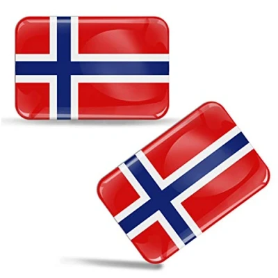 Image of 2 x 3D Domed Silicone Stickers Decals Norway National Flag Car Motorcycle Helmet F 48