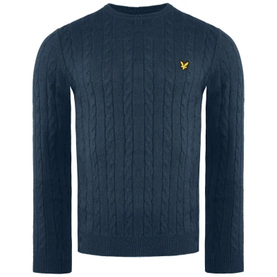 Image of Lyle and Scott Men Cable Jumper Cotton XS Dark Navy