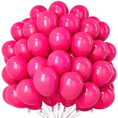 Image of Teselife Hot Pink Balloons, 100Pcs 12 Inch Matte Latex Party Balloons for Women Girls Birthday Anniversary Wedding Engagement Baby Shower Decorations