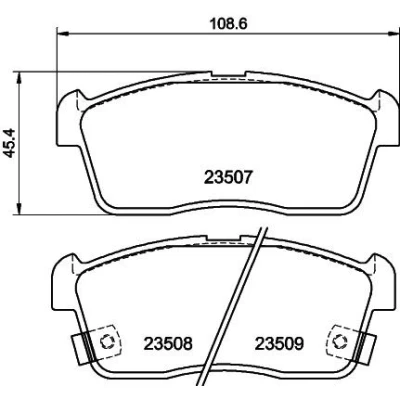 Image of 1A023323Z, 1A023323ZA, 1A023323ZB, 1A023323ZC, 1A053323Z Brake pad set HELLA 8DB 355 009 631 with acoustic wear warning SUZUKI: IGNIS 2, Celerio