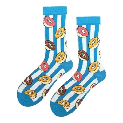 Image of Donut Pattern Cute Fun Socks/Funny Socks/Novelty Socks/Colourful Socks/Unisex Socks/Funky Socks