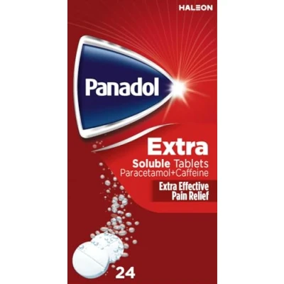 Image of Panadol Extra Soluble Tablets 500mg, Painkiller and Headache Relief with Caffeine, Pack of 24