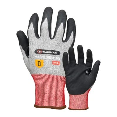 Image of Blackrock Magnesium NS Cut Resistant Level D Protection Work Gloves, Nitrile Coating Dry Grip Men and Women&#039;s, Anti Steel Glass Fibre Safety Lining, Knife, Blade Handling