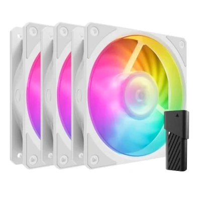 Image of Cooler Master Mobius 120P ARGB White 3 Pack Fan Kit 120mm + AI Mini LED Controller PC Case Set MFZ M2DW 243P2 R1 FN2327