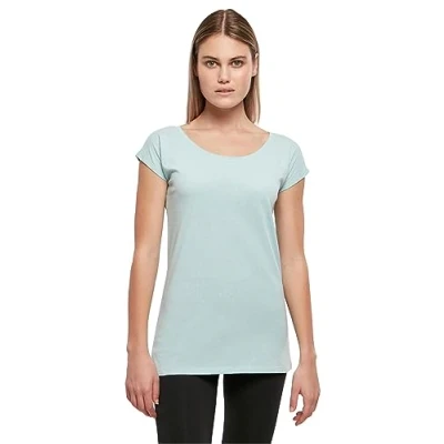 Image of Build Your Brand Women&#039;s Ladies Wide Neck Tee T Shirt, Ocean Blue, M