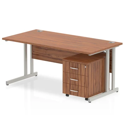 Image of Impulse 1400 Straight Cantilever Workstation with Three drawer mobile