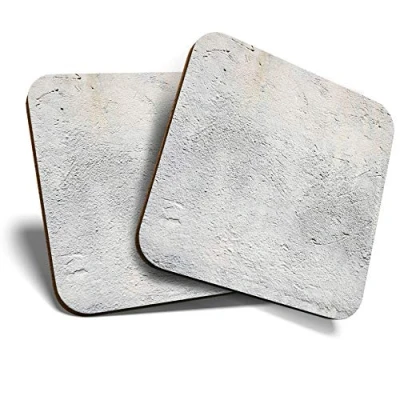 Image of Great Coasters (Set of 2) Square/Glossy Quality Coasters/Tabletop Protection for Any Table Type Grey Concrete Effect #15692