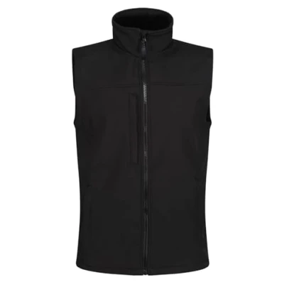 Image of Regatta Professional Men&#039;s Flux Water Repellent Softshell Bodywarmer Gilet Jacket, All Black, size Small (Manufacturer Size:S)
