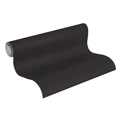 Image of Livingwalls Plain Wallpaper Metropolitan Stories Non Woven Lola Paris 10.05 m x 0.53 Black Made in Germany 369322 36932 2